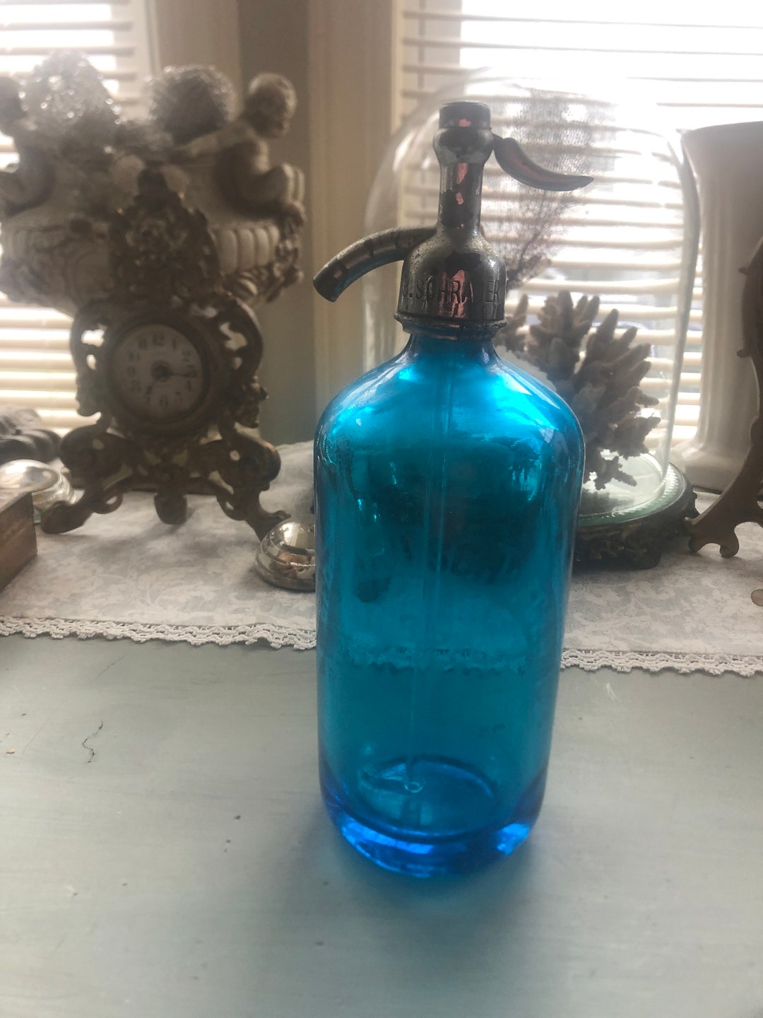 Antique Aqua Blue Seltzer Bottle bronx NY Etsy