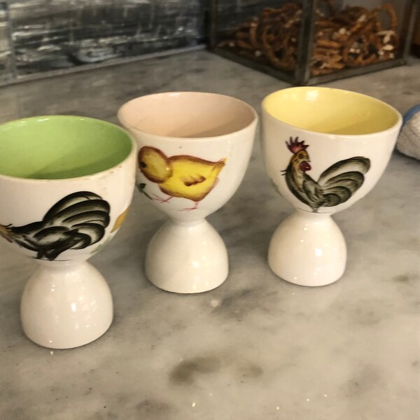 Trio Of Egg Cups With Chickens