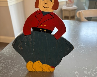 Folk Art Dutch Boy Wood Door Stop