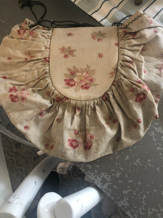 Vintage Hand Made Fabric Tote* Rose Barkcloth Purs