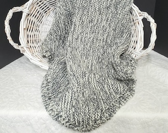 Soft Gray and Cream Hand Knit Baby Blanket