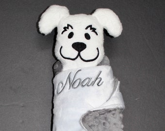 Personalized Minky Snuggle Pal Gray Lovey for Baby