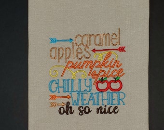 Fall Fun Embroidered Kitchen Towel