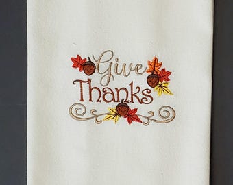 Thanksgiving Embroidered Kitchen Towel