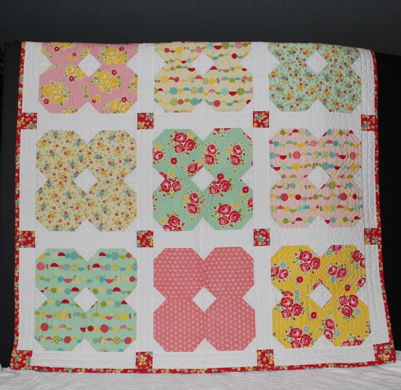 Free Domestic Shipping Baby Girl Crib Quilt in a Sweet Vintage Style