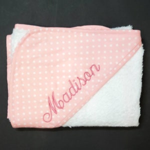 Personalized Baby Boy or Girl Polka Dot Hooded Bath Towel