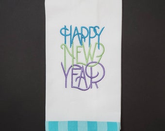 Happy New Year Embroidered Kitchen Towel