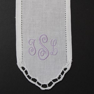 Monogrammed Linen Bookmarks