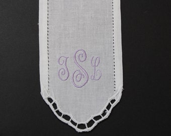 Monogrammed Linen Bookmarks