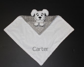 Personalized Minky Snuggle Pal Gray Lovey for Baby