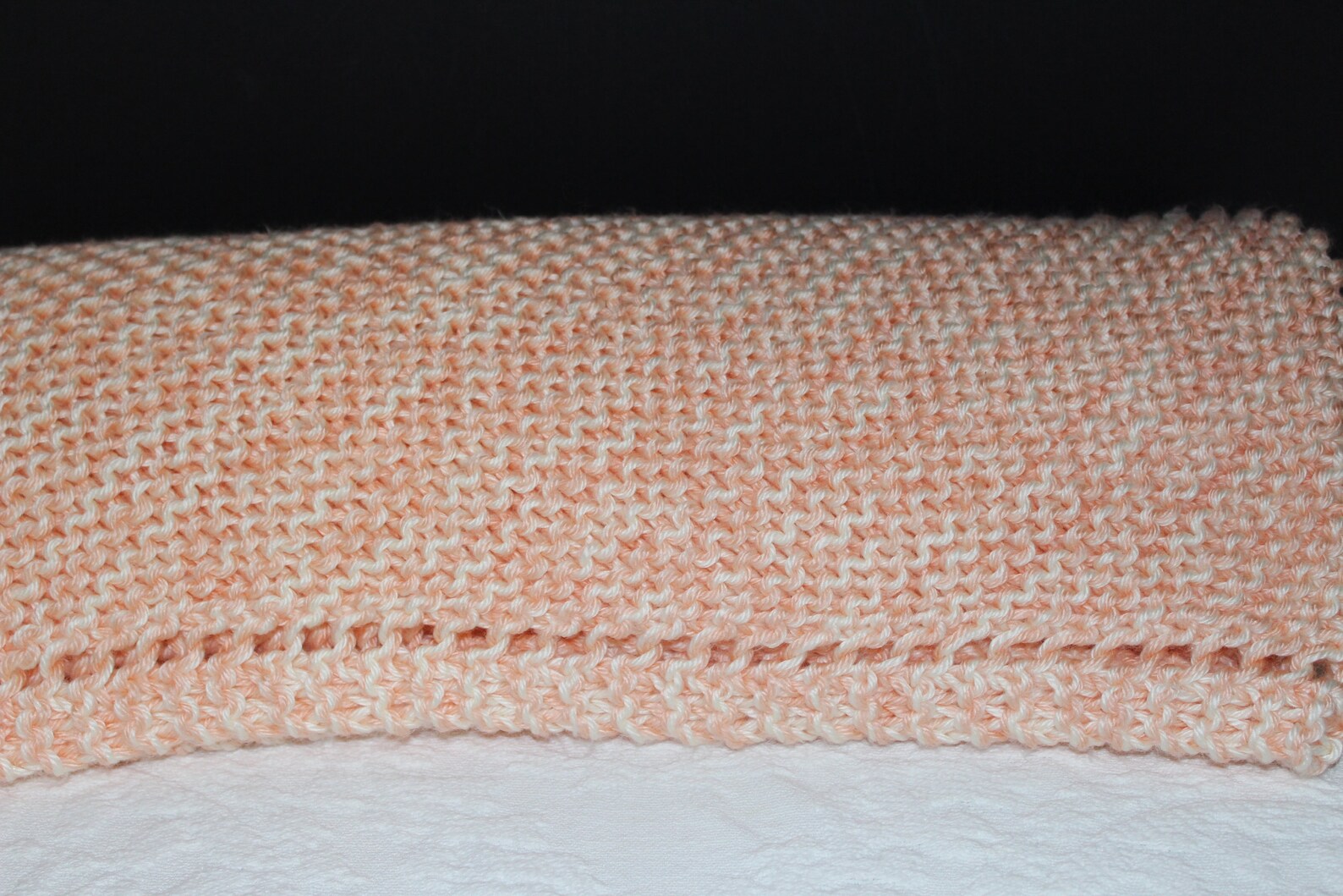 Soft Peach and Cream Hand Knit Baby Blanket Etsy