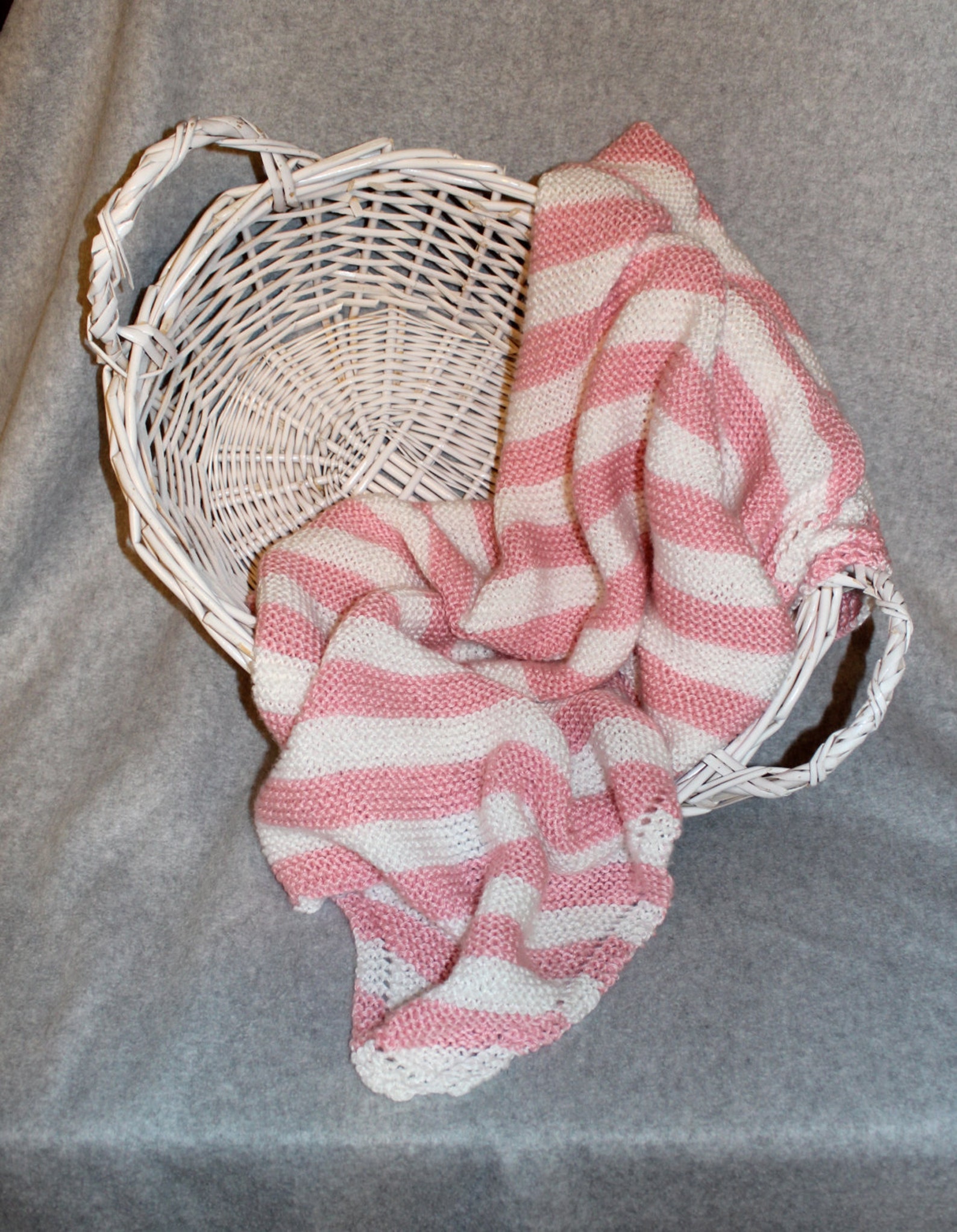 Soft Knit Baby Blanket in Pink and White Stripes Etsy