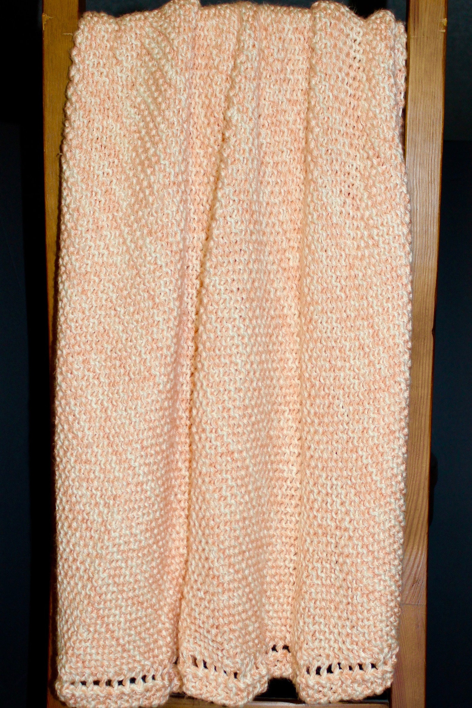 Soft Peach and Cream Hand Knit Baby Blanket Etsy