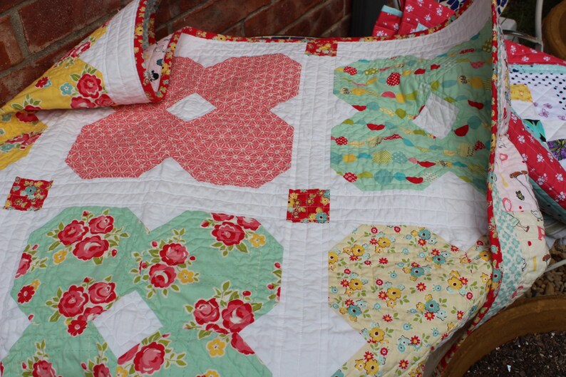 Free Domestic Shipping Baby Girl Crib Quilt in a Sweet Vintage Style