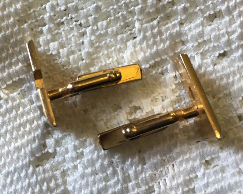 Vintage Cuff Links Letter R Monogram Name Initial Gold Tone Cufflinks Signed SWANK USA 1960s Mens Shirt Accessory