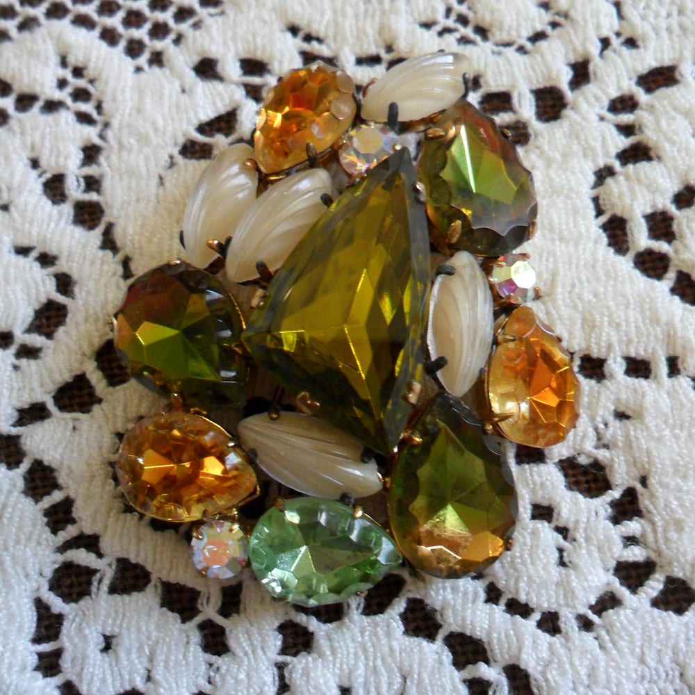Large Vintage Colorful Multi-Faceted Cut Glass Crystal & image 0