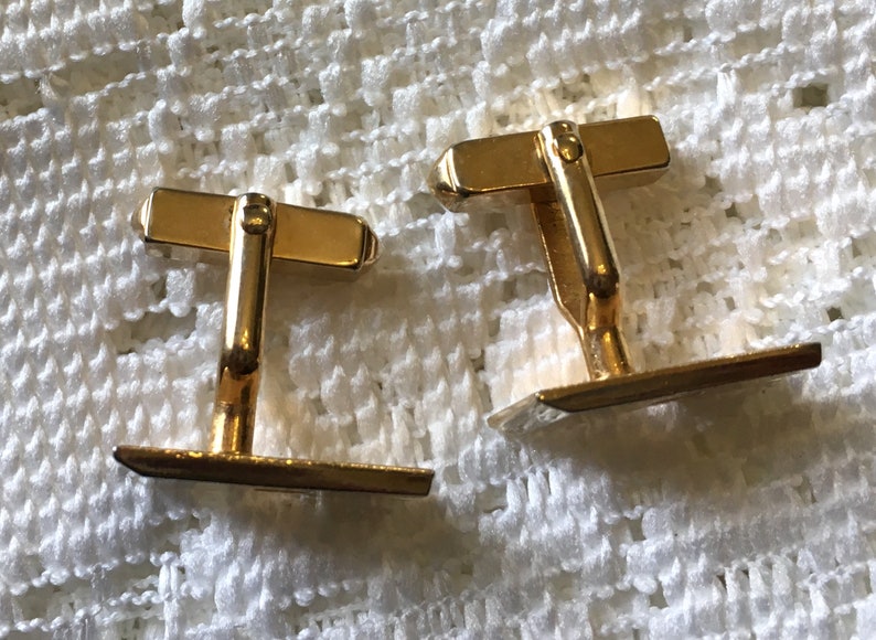 Vintage Cuff Links Letter R Monogram Name Initial Gold Tone Cufflinks Signed SWANK USA 1960s Mens Shirt Accessory