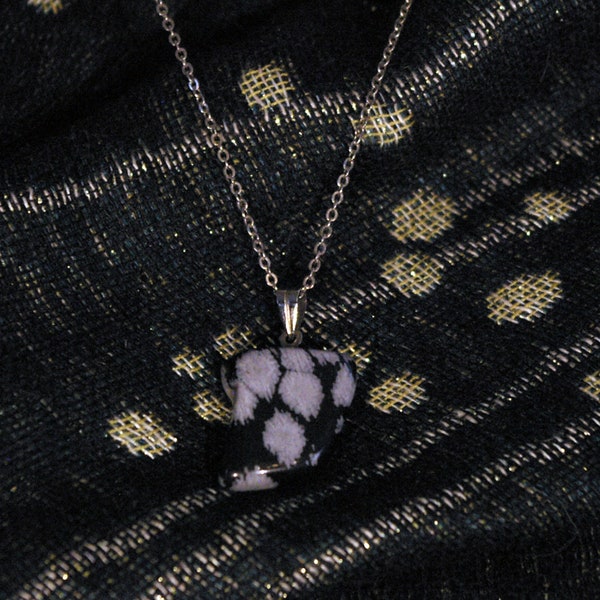 Vintage Grey and Black Stone on Silver Tone Chain Necklace image 1