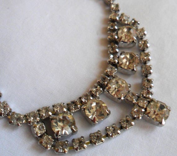 Vintage Sparkling Clear Rhinestones Diamonte Choke