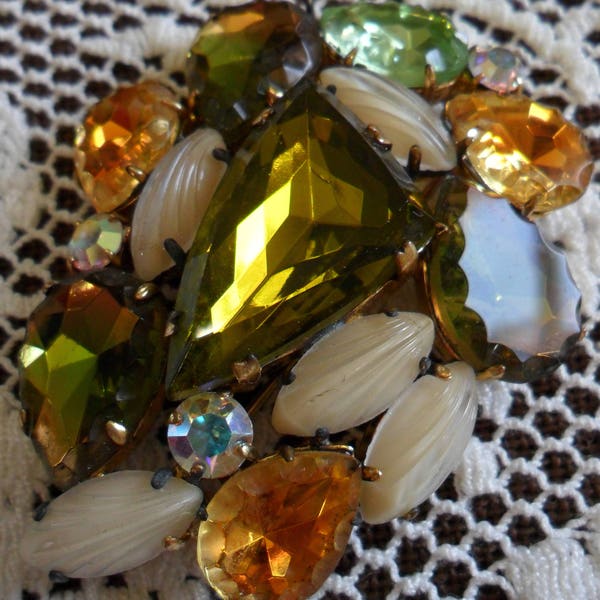 Large Vintage Colorful Multi-Faceted Cut Glass Crystal & image 1