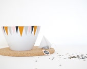 Bowl Grey and Pink . Geometric Patterns . French Porcelain Quality . Ramekin . Aperitif . Kitchen Gift . Bowl Handpainted