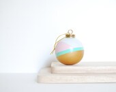 Holiday Ornament Pink, Mint and Gold . Christmas Atmosphere . Winter Decoration of the House. Porcelain Ornaments . Gold Glitter . Christmas