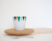 Goblet Triangles Mint and Emerald . Porcelain Cup . Cup Hand Painted . Porcelain Goblet . Tea Glass Ceramic