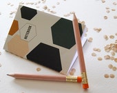 Small Notebook 1, binder over gold - Pale pink, green, tan and black