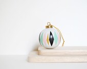 Pink and Mint Christmas Ball . White Ceramic . Christmas Ornament . Holidays Accessories . Pastel Pattern . Gift Idea . Christmas Tree