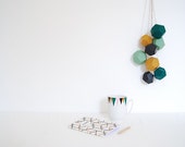 Garland Dodecahedron Emerald and Mint . Cardboard Wall Decoration . Mobile Geometric Paper Dodecahedron . Wall Decoration Mint and Emerald