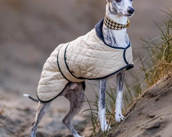 Quilted Winter Coat - Greyhound Whippet Wintercoat - Warm winter dog coat - Beige