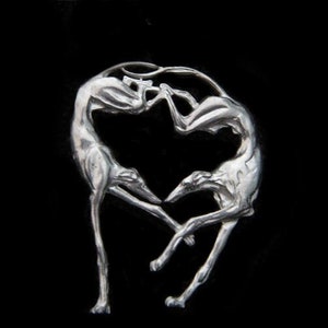 Windhund Brosche - Whippet Galgo Lurcher Hund - Silhouette - Hund - Schmuck