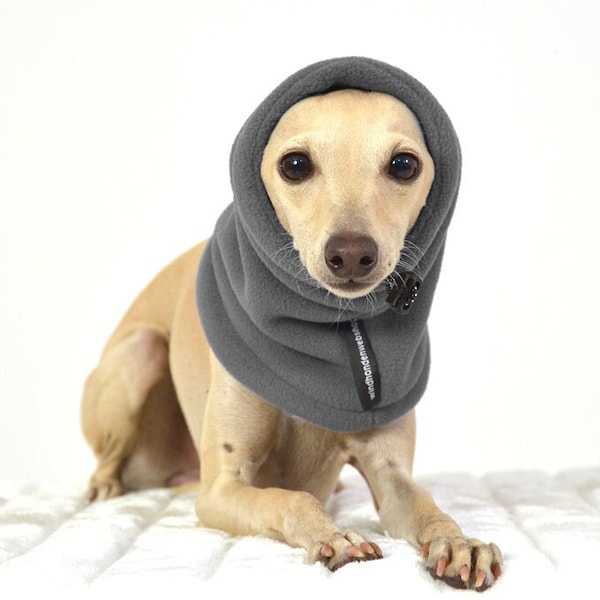 Fleece Snood - Snood for Whippet, Saluki, Podenco, Galgo, Italian Greyhound - 3 sizes available - Gray - Grey