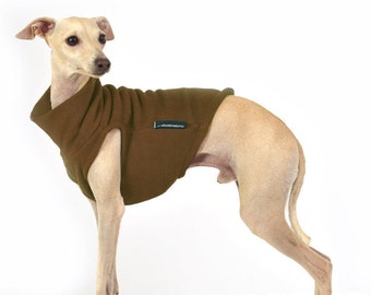 Greyhound Fleece Jacket - Whippet jumper - Extra warm jumper for Saluki, Podenco, Italian Greyhound - 8 sizes available - Brown