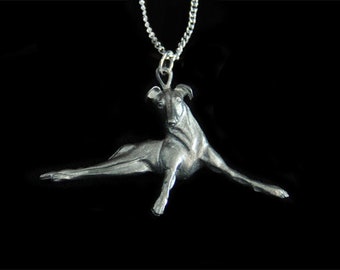 Greyhound Necklace - Relaxed Whippet Galgo Dog - Jewelry - Greyhound Lying Down