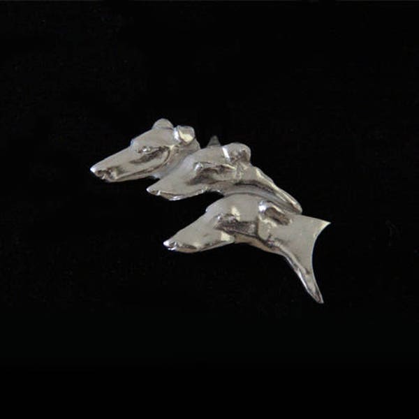 Greyhound Brooch - Whippet Brooch - 3 dogs - Heads - Jewelry