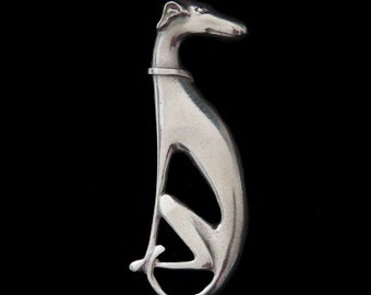 Broche Greyhound - Whippet Galgo Lurcher Dog - Art Déco - Joias