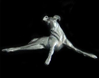 Broche de galgo - alfinete de Whippet - Galgo Lurcher Hound - silhueta de cachorro relaxado - joias