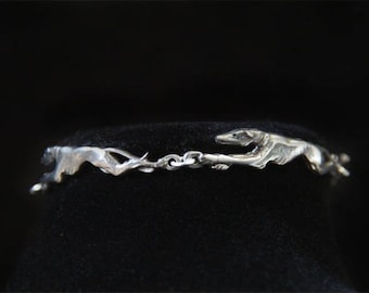 Greyhound Bracelet - Whippet Bangle - Running Sighthound - Galgo Jewelry - Pewter
