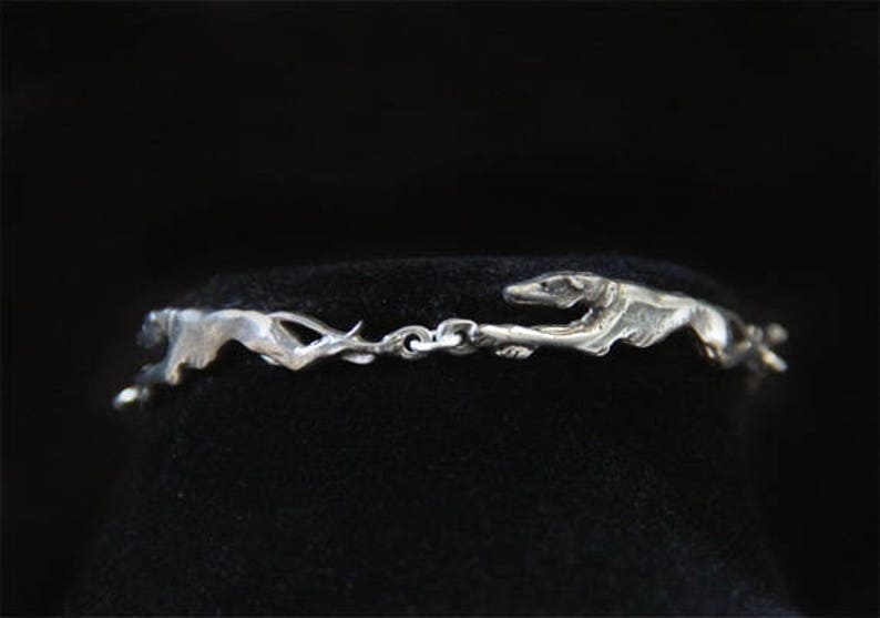 Greyhound Bracelet Whippet Bangle Running Sighthound Galgo Jewelry Pewter image 1