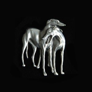 Greyhound Brooch - Whippet Galgo Lurcher Dog - Silhouette - Two Hounds - Jewelry