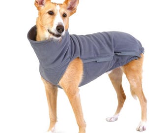 Fleece Jacket - Extra warm jumper for Whippet, Greyhound, Saluki, Podenco, Italian Greyhound - 7 sizes available - Gray - With zippers