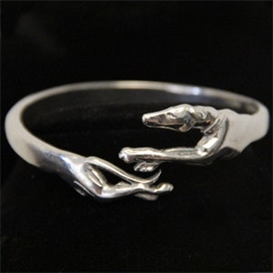 Greyhound Bracelet - Whippet Bangle - Running Sighthound - Galgo Jewelry - Pewter