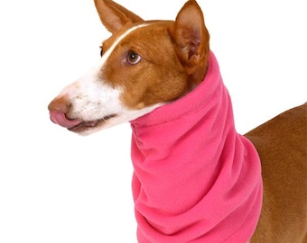 Pink Fleece Snood - Dog snood for Whippet, Saluki, Podenco, Galgo, Italian Greyhound - 3 sizes available
