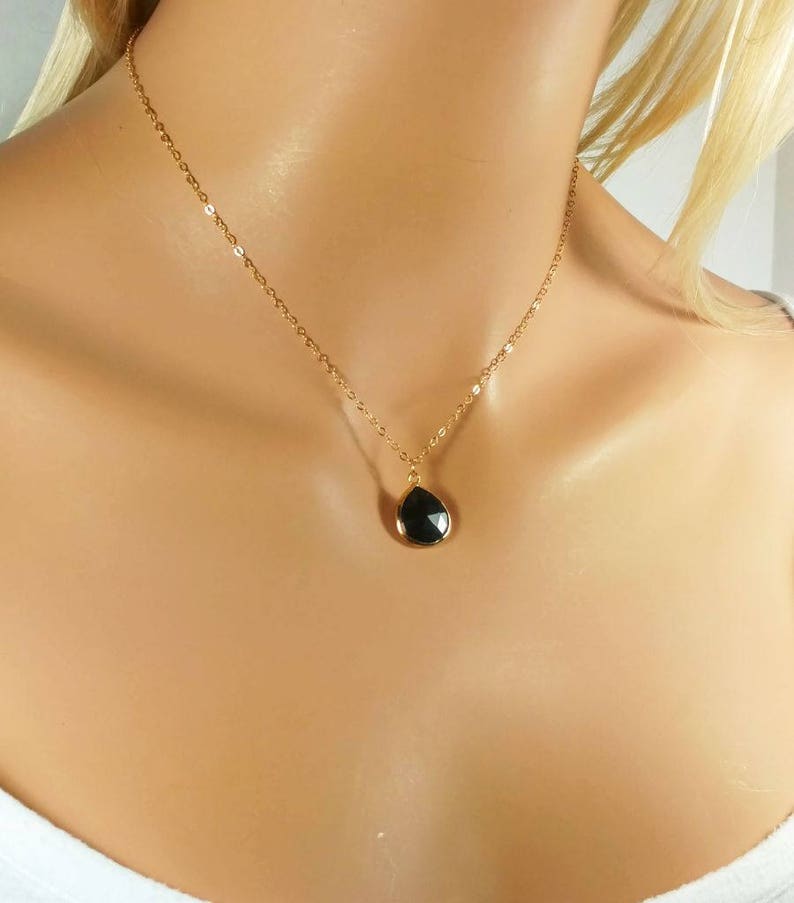Black Onyx Necklace Drop Necklace Onyx Pendant Double Etsy