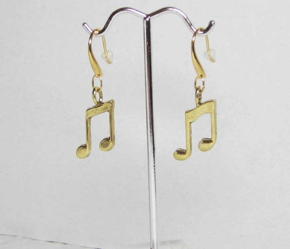 Earrings Gold Musical Note Earrings Charms on Fancy Gold | Etsy