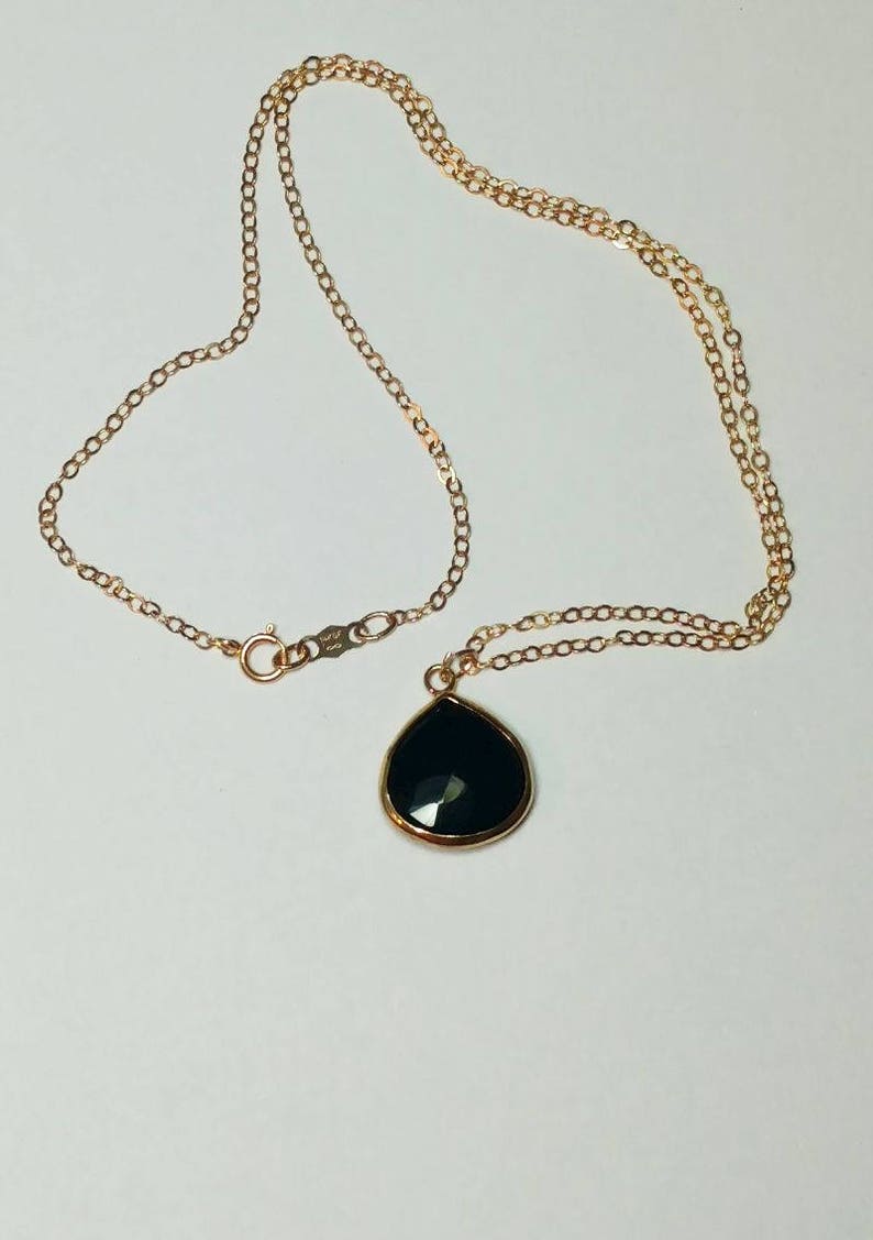 Black Onyx Necklace Drop Necklace Onyx Pendant Double Etsy