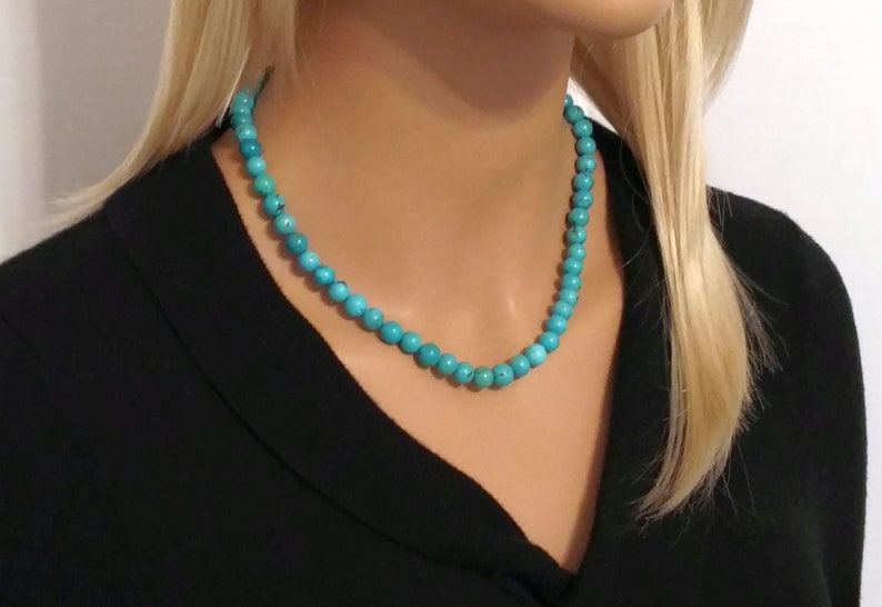 Genuine Turquoise Beaded Necklace Turquoise Necklace Etsy