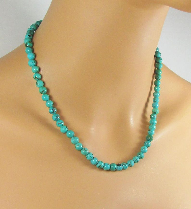 Genuine Turquoise Beaded Necklace Turquoise Necklace - Etsy