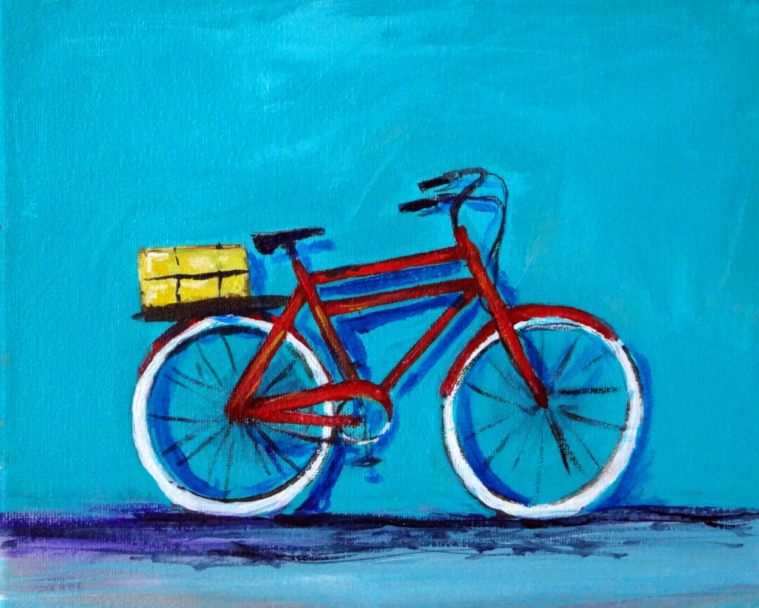 Beach Bike Original Acrylic Painting 8 X 10 Bicycle Cycling Etsy